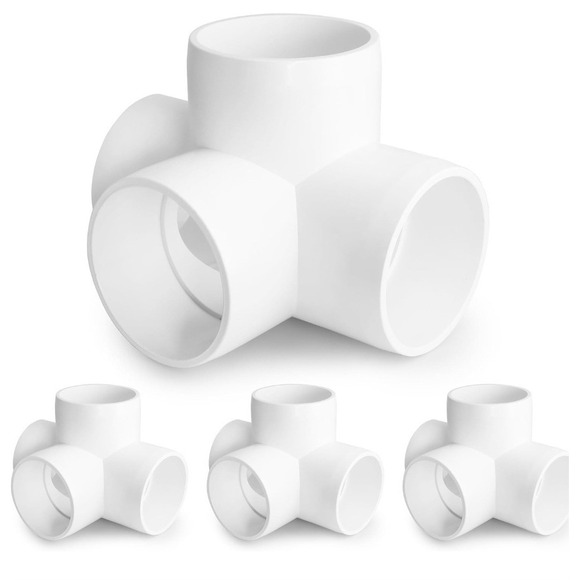 Zernmiarder Other - 4 Pc‎ - 4 Way PVC Pipe Fittings 2 Inch  White PVC Elbow Corner Side Outlet T